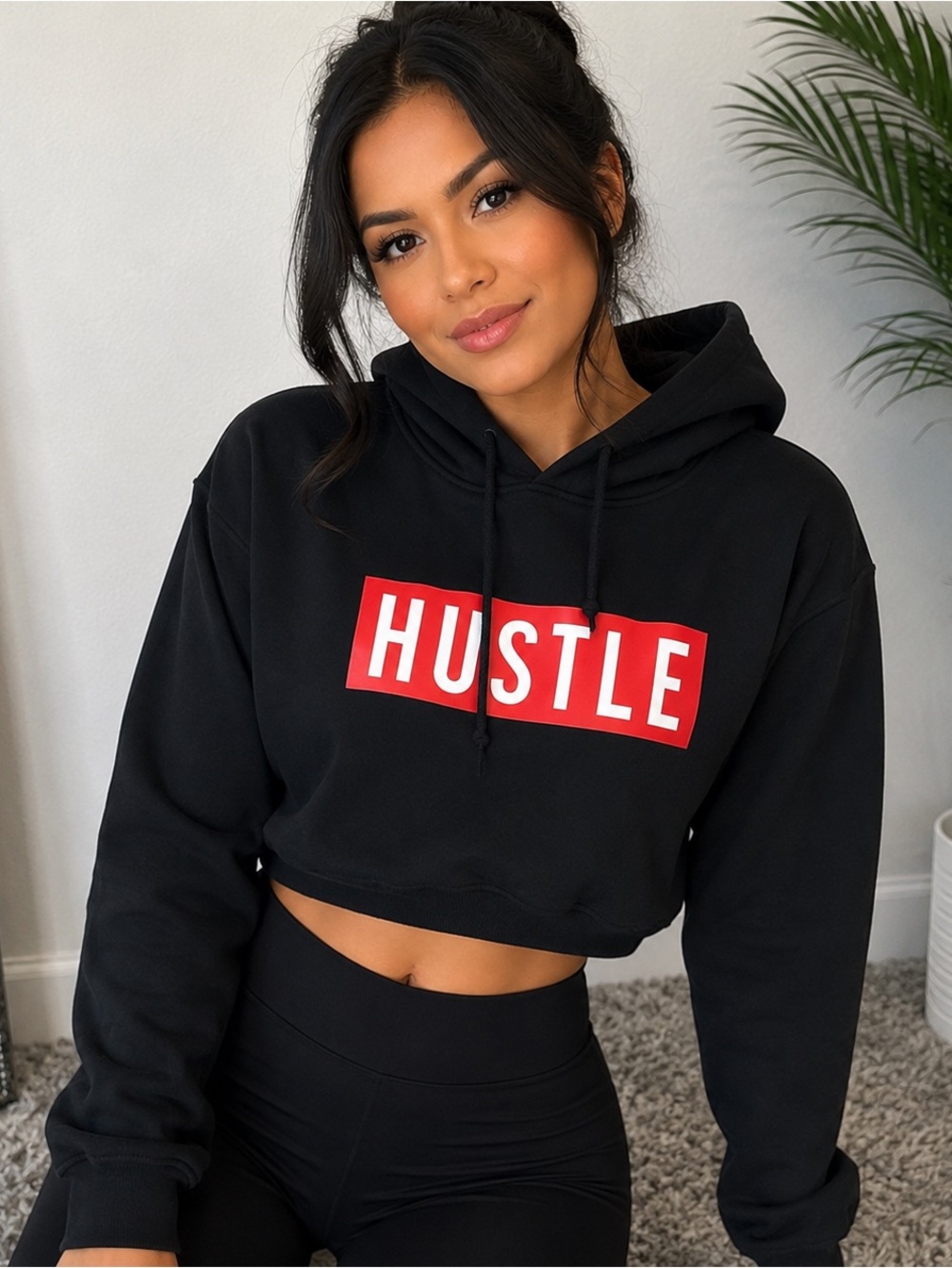 Rue 21‎ Women's Black Cropped Top Hoodie Size Small